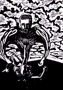 lino block, henry, portrait of a seral killer
